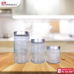 3 Pots à Épices Verre argent