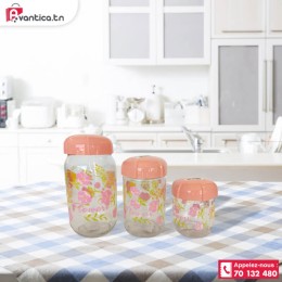 3 pots à  épices verre rose