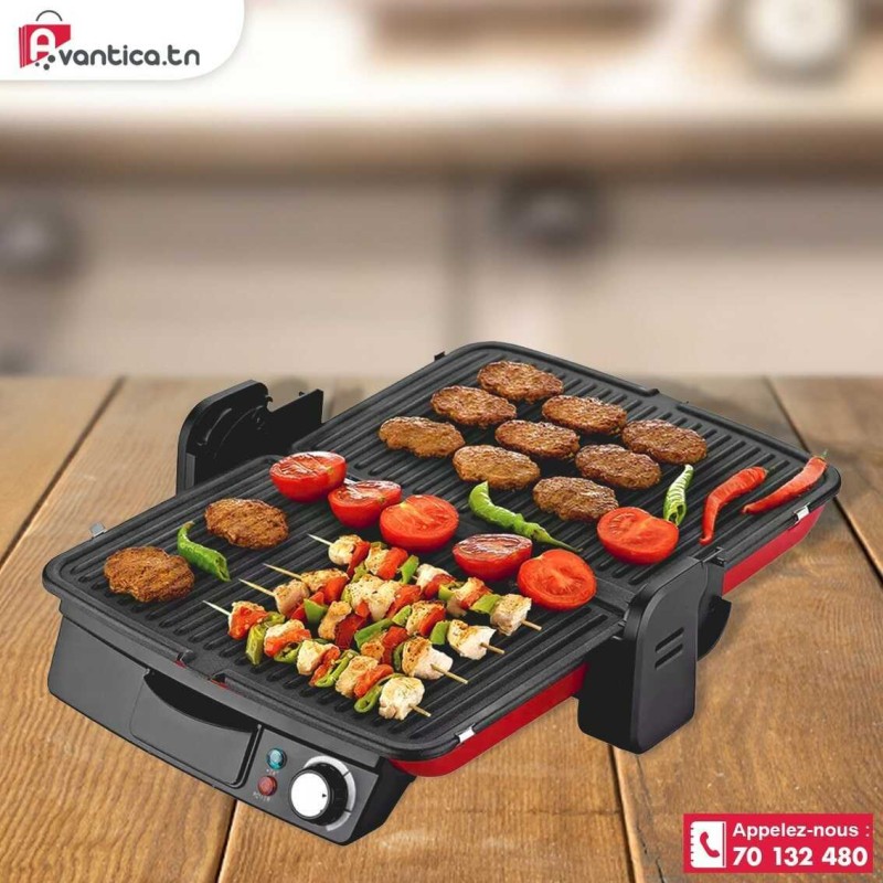Gril Viande Et Panini 2200W Livoo – 2 Plaques Antiadhésives, Surface 667 Cm², Compact
