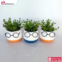 Pot visage à lunette avec...